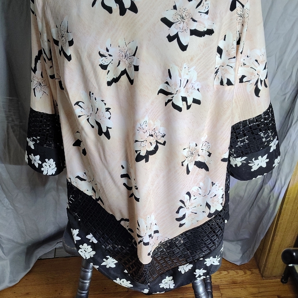 Alfani Pink and Black Floral Blouse